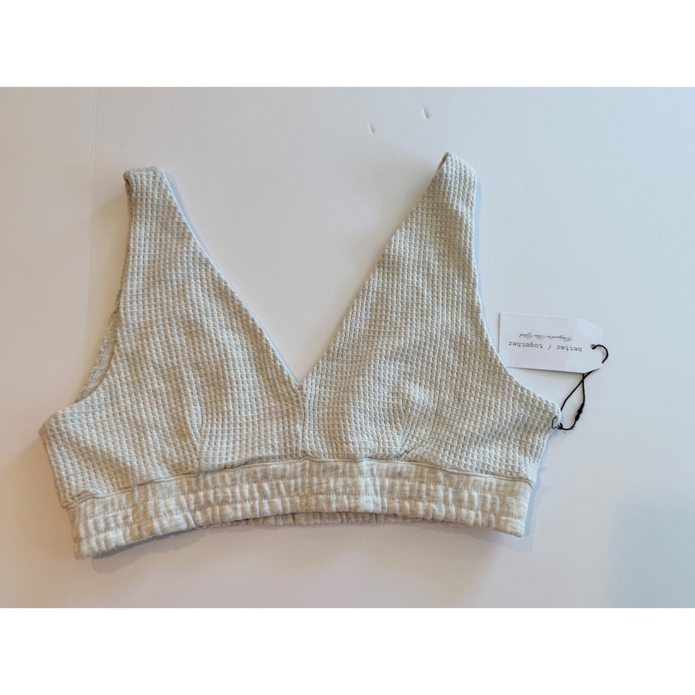 Better Together Waffle Knit Bralette XL Heather‎ Gray V-Neck Lounge Top